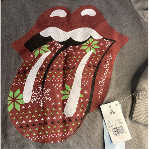 NEW The Rolling Stones Womens Holiday Graphic Christmas Sweatshirt Size Xsmall - Picture 5 of 7